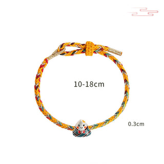 Buddha Gift 925 Sterling Silver Dragon Boat Festival Zongzi Pattern Luck Handmade Multicolored Rope Child Adult Bracelet