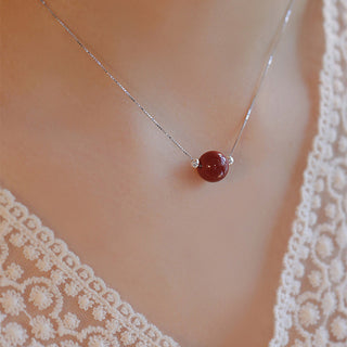 Buddha Gift 925 Sterling Silver Cinnabar Bead Calm Blessing Necklace Pendant