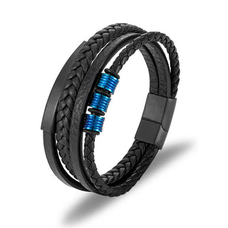 Buddha Gift Leather Multi-Layer Titanium Steel Balance Braided Magnetic Buckle Bracelet