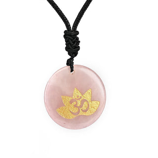 Buddha Gift OM Lotus Symbol Various Crystal Amethyst Tiger Eye Healing Necklace Pendant