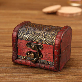 Buddha Gift Retro Small Wood Jewelry Box Lotus Golden Grape Copper Coin Daffodil Grass Flower Jewelry Storage Box