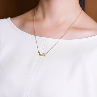 Buddha Gift 925 Sterling Silver White Jade Dolphin Luck Necklace Pendant