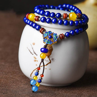 Buddha Gift Lazurite Yellow Agate Positive Bracelet