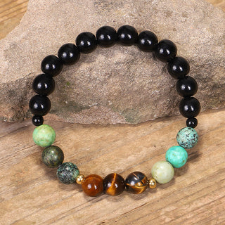 Buddha Gift 108 Mala Beads Natural Stone Tiger Eye Turquoise Protection Strength Bracelet Necklace