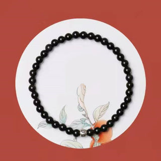 Buddha Gift Natural Black Obsidian Smoky Quartz Purification Strength Bracelet