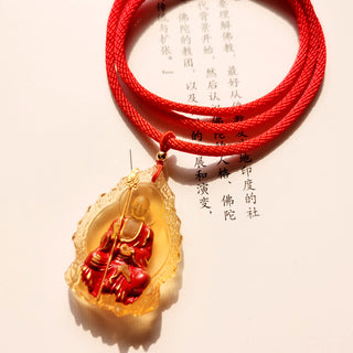 Buddha Gift Ksitigarbha Buddha Liuli Crystal Compassion Amulet Necklace Pendant