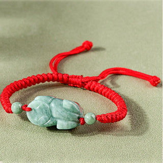 Buddha Gift Handmade Natural Jade PiXiu Protection King Kong Knot Braided String Bracelet