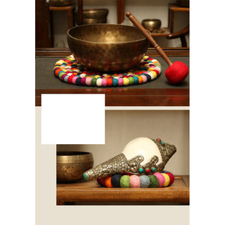 Buddha Gift Tibetan Singing Bowl Handcraft Felted Wool Cushion Decoration