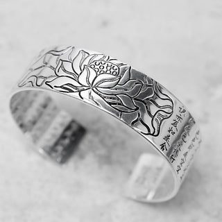 Buddha Gift Tibetan Lotus White Copper Luck Bracelet