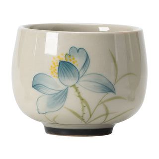 Buddha Gift Hand Painted Lotus Flower Ceramic Teacup Kung Fu Tea Cup
