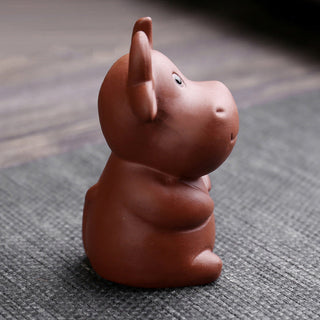 Buddha Gift Chinese Zodiac Purple Clay Wealth Ceramic Tea Pet Home Figurine Decoration