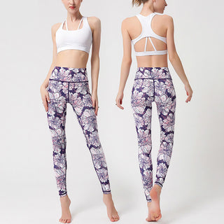 Buddha Gift Colorful Flower Petal Leaves Print Sports Exercise Fitness High Waist Leggings Women's Yoga Pants