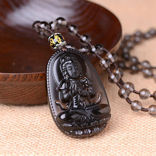 Buddha Gift Chinese Zodiac Obsidian Protection Necklace