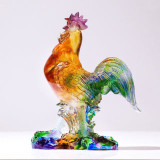 Buddha Gift Handmade Liuli Crystal Rooster Art Piece Home Decoration