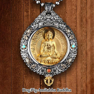 Buddha Gift Chinese Zodiac Natal Buddha Thangka Nine Palaces Eight Diagrams Wealth Rotatable Necklace Pendant