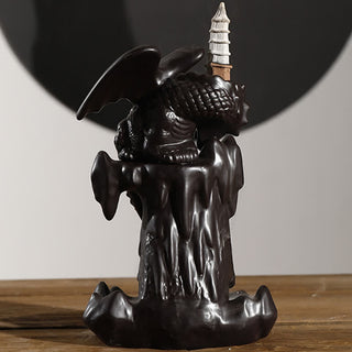 Buddha Gift Nordic Dragon Ceramic Backflow Smoke Fountain Meditation Healing Incense Burner Led Ball Decoration
