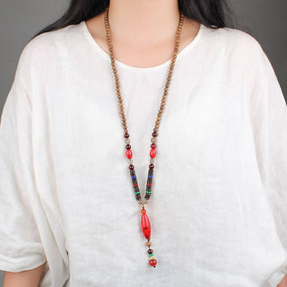 Buddha Gift Wenge Wood Turquoise Stone Protection Calm Necklace Pendant