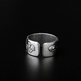 Buddha Gift Tibetan Lotus White Copper Enlightenment Ring
