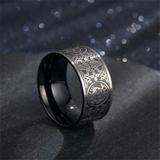 Buddha Gift Four Guardian Beast Dragon White Tiger Suzaku Basalt Carved Success Luck Ring