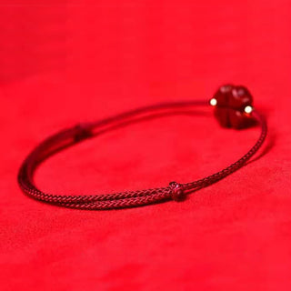 Buddha Gift Natural Cinnabar Four Leaf Clover Blessing Red String Bracelet Anklet