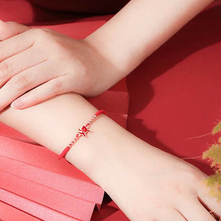 Buddha Gift 925 Sterling Silver Chinese Zodiac Luck Faith Discolor Red String Bracelet