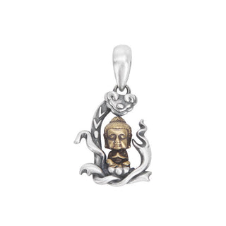 Buddha Gift 925 Sterling Silver Zen Buddha Ruyi Handle Compassion Necklace Pendant