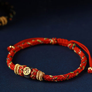 Buddha Gift Chinese Zodiac Natal Buddha Silver Luck Braided String Bracelet