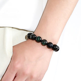 Buddha Gift Natural Green Eye Obsidian Wealth Bracelet