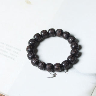 Buddha Gift Tibet Ebony Wood Om Mani Padme Hum Engraved Balance Bracelet