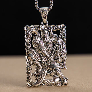 Buddha Gift Guan Gong Dragon Auspicious Clouds Wealth Necklace Pendant