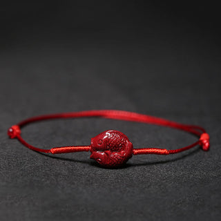Buddha Gift Handmade Plum Blossom Four Leaf Clover PiXiu Lotus Koi Fish Cinnabar Blessing Braid Bracelet