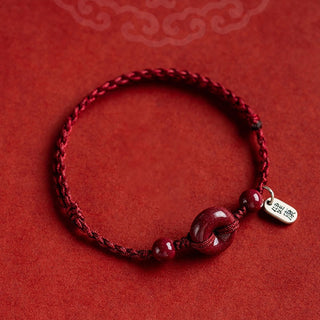 Buddha Gift Handmade Cinnabar Peace Buckle Safe and Healthy Charm Blessing String Bracelet Anklet
