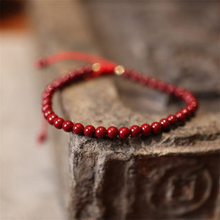 Buddha Gift Natural Cinnabar Blessing Red String Braided Bracelet Anklet