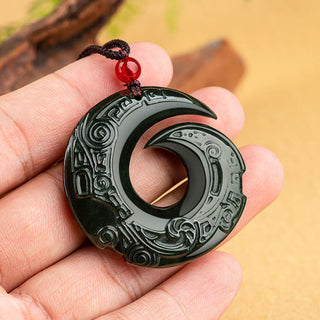 Buddha Gift One's Luck Improves Design Patern Natural Hetian Cyan Jade Success Necklace Pendant