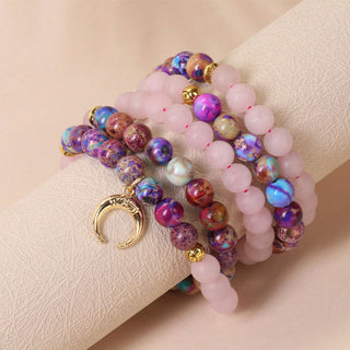 Buddha Gift 108 Beads Miano Real Pink Crystal Mala Healing Bracelet