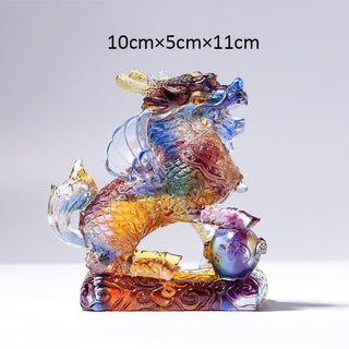 Buddha Gift Feng Shui Kirin Handmade Liuli Crystal Art Piece Fortune Home Office Decoration
