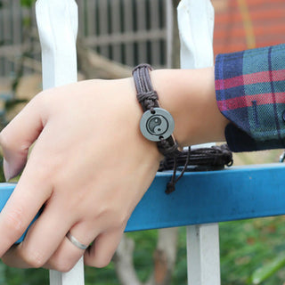 Buddha Gift Retro Yin Yang Leather Harmony String Bracelet