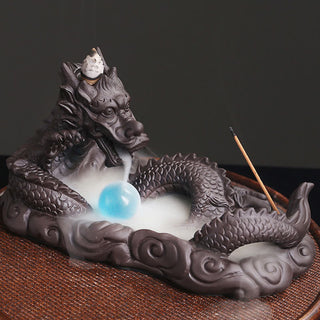 Buddha Gift Dragon Playing Ball Flower Protection Incense Burner Decoration