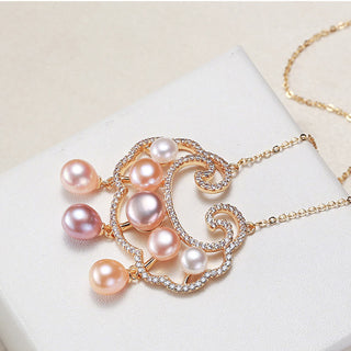 Buddha Gift 18K Gold Plated Natural Pearl Chinese Lock Charm Sincerity Necklace Pendant