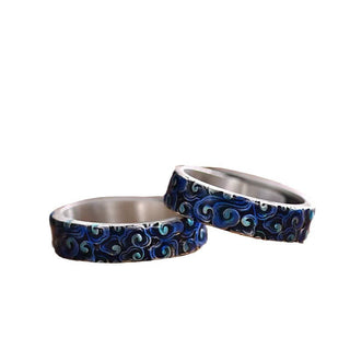 Buddha Gift Blue Auspicious Clouds Design Healing Copper Adjustable Ring