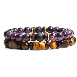 Buddha Gift 2PCS Healing Crystal Emperor Stone Tiger Eye Bead Bracelet