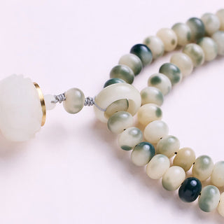 Buddha Gift Natural 108 Mala Beads Bodhi Seed Lotus Engraved Wisdom Tassel Bracelet