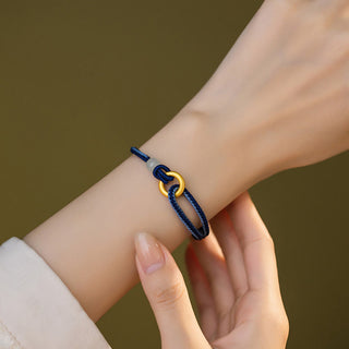 Buddha Gift 999 Sterling Silver Peace Buckle Hetian Jade Rope Fortune Bracelet