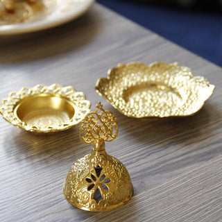 Buddha Gift Gold Leaf Coaster Spiritual Mini Alloy Metal Incense Burner