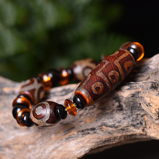 Buddha Gift Tibetan Retro Natural Nine-Eye Dzi Bead Blessings Bracelet