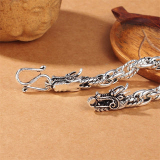 Buddha Gift 925 Sterling Silver Dragon Luck Protection Bracelet