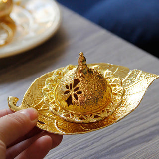 Buddha Gift Tibetan Gold Mini Leaf Coaster Meditation Incense Burner