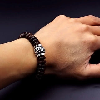 Buddha Gift Natural Tibetan Coconut Shell Om Mani Padme Hum Positive Bracelet