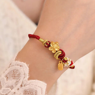 Buddha Gift Peach Blossom Happiness Charm Luck Red String Bracelet