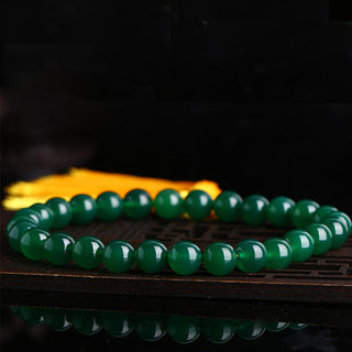 Buddha Gift Natural Green Agate Wrist Mala Power Tassels Pocket Mala Car Decoration
